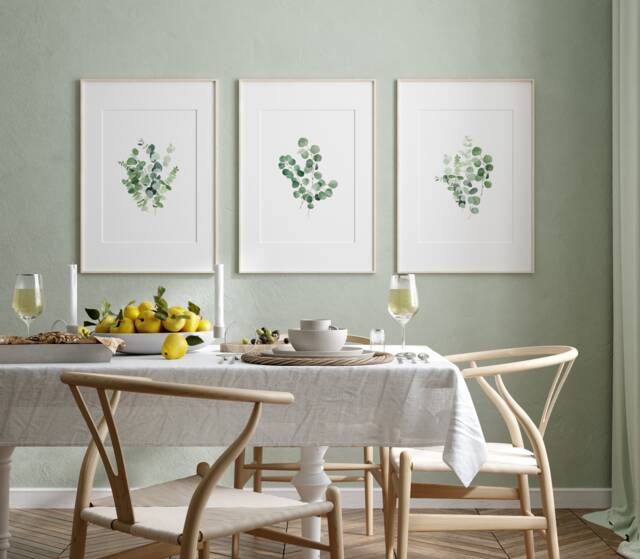 Eucalyptus Set Of 3 Prints, Botanical Wall Art, Rustic Decor, Farmhouse Plant Poster, Nature Green Home Decor - image 1