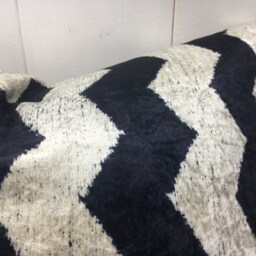 Handwoven Ikat Pillow Cover, Silk Cotton Blend, Modern Chevron Accent - 24x24 - thumbnail 2