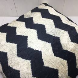 Handwoven Ikat Pillow Cover, Silk Cotton Blend, Modern Chevron Accent - 24x24 - thumbnail 4