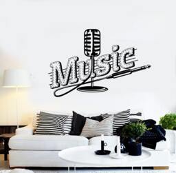 Wall Vinyl Music Microphone Song Singing Guaranteed Quality Decal Mural Art 1555Dz - thumbnail 1