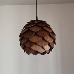 Walnut Pinecone Pendant Lamp, Small Wooden Ceiling Light - thumbnail 3