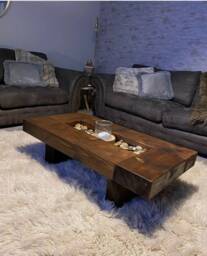 Rustic Handmade Solid Wood Sleeper Coffee Table Xtra Large - thumbnail 1