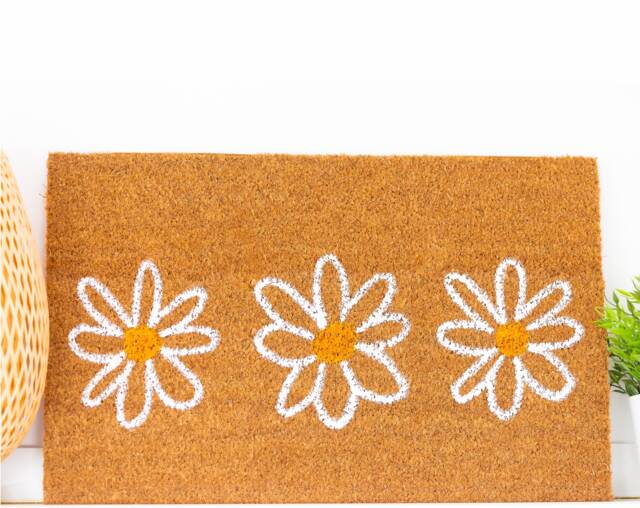 Modern Doormat White Flowers - image 1