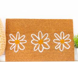 Modern Doormat White Flowers - thumbnail 1