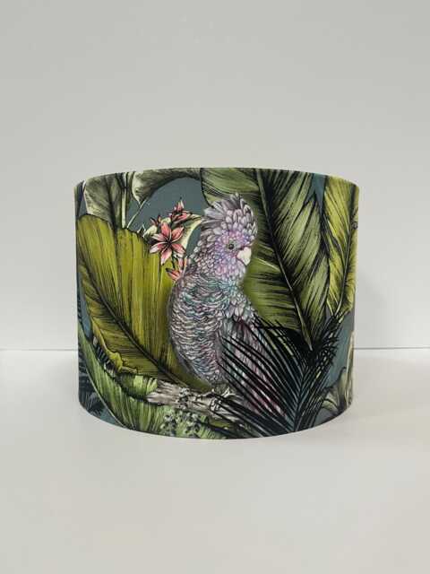 Handmade Tropical Parrot Velvet Lampshade, Twilight Home Decor - image 1