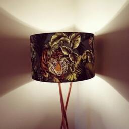 Handmade Tropical Parrot Velvet Lampshade, Twilight Home Decor - thumbnail 3