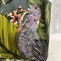Handmade Tropical Parrot Velvet Lampshade, Twilight Home Decor - thumbnail 2