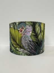 Handmade Tropical Parrot Velvet Lampshade, Twilight Home Decor - thumbnail 1