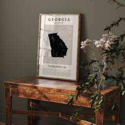 Abstract Georgia Map Vintage Wall Art Print Us State - United States Of America Usa Travel Poster - thumbnail 2