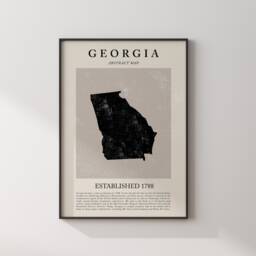 Abstract Georgia Map Vintage Wall Art Print Us State - United States Of America Usa Travel Poster - thumbnail 1