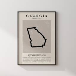 Abstract Georgia Map Vintage Wall Art Print Us State - United States Of America Usa Travel Poster - thumbnail 3