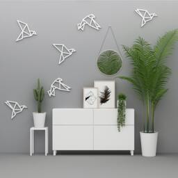 Origami Birds For Wall Decor, Black Or White Polygonal, Set Of 6 Geometric Cranes, Wall Art Office Home Decor Living Room - Skuorbi