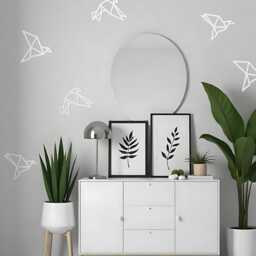 Origami Birds For Wall Decor, Black Or White Polygonal, Set Of 6 Geometric Cranes, Wall Art Office Home Decor Living Room - Skuorbi - thumbnail 3