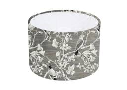 Handmade Floral Bird Lampshade, Tiki Onyx Charcoal Grey Silver Fabric - thumbnail 1