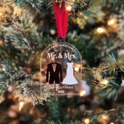 Mr & Mrs Christmas Ornament/Just Married Personalized Wedding - thumbnail 2