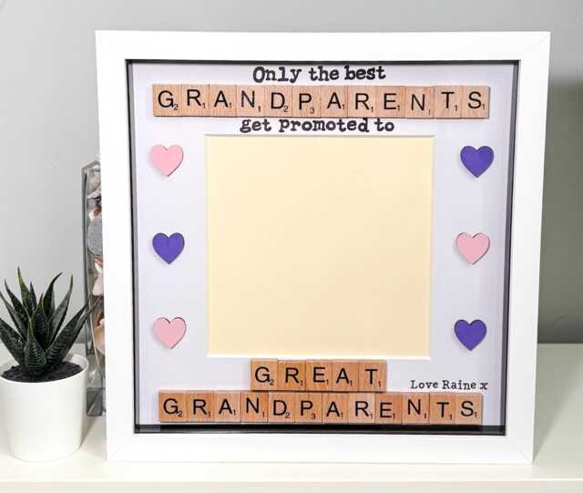Promoted To Grandparents Scrabble Photo Frame - Pregnancy Announcement Gift - image 1
