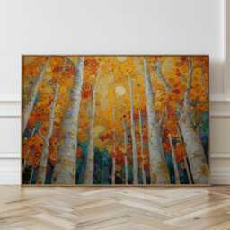 Gustav Klimt Abstract Wall Art, Landscape Painting, Unframed Geometric Forest Living Room Decor - thumbnail 1