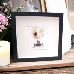 Wedding Anniversary Gift Husband Wife Personalised Framed Pebble Picture, Watercolour Illustration Couples Gift, Bespoke, Engagement - thumbnail 3