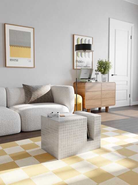 End Table. Night Regiment. White Tile Bedside Home Decor - image 1