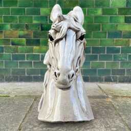 Stone Horse Head Statue Concrete Bust Decor Equestrian Garden Sculpture Stable Ornament Cement Art Gift Handmade - thumbnail 2