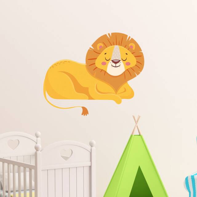 Lion Wall Decal, Watercolor Nursery Decor, Kids Playroom Art - image 1