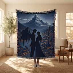 Velaris Woven Blanket, Fantasy Romance Night Court Romantic Winged Lover Book Gift - thumbnail 2