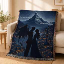 Velaris Woven Blanket, Fantasy Romance Night Court Romantic Winged Lover Book Gift - thumbnail 3