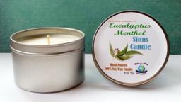 Eucalyptus Menthol Soy Candle For Sinus Relief - 8 Oz Tin - thumbnail 1