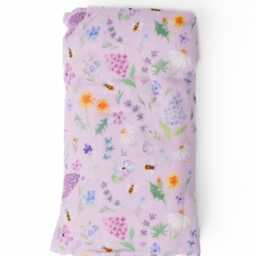 Baby Girl Floral Swaddle Blanket, Lavender Bumble Bees Swaddle Super Soft Bamboo & Cotton Blend, Newborn - thumbnail 3