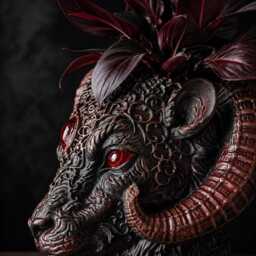 Gothic Ram Planter - Cast Stone Head Plant Pot Occult Blood Moon Decor Witchy Home Handmade UK - thumbnail 2