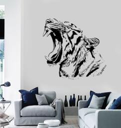 Wall Stickers Tiger Roar Head Jungle Africa Ethnic Decor Art Mural 1456Dz - thumbnail 1