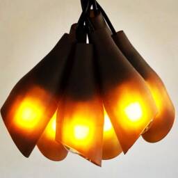 Frosted Amber Light Fixture - Chandelier Ceiling Lamp Made From Wine Bottles For Home, Bar & Kitchen - thumbnail 3