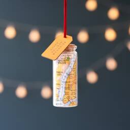 Custom Map Gift, Christmas Bauble Message Bottle, Personalised in A Bottle Hanging Decoration, World Keepsake Gift For Him - thumbnail 3