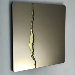 Fracture??? Handcrafted Bronze Tinted Square Mirror With Brass Detail - thumbnail 3