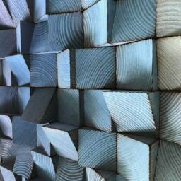 Reclaimed Wood Wall Art - Ombre Sound Diffuser, Bronze & Blue - thumbnail 4