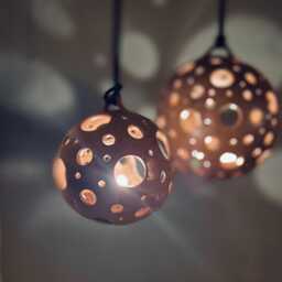Handmade Ceramic Hanging Candle Holder Set Tealight Spheres - thumbnail 2