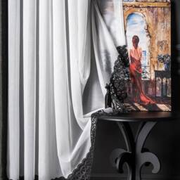 Embroidered Sheer Curtains Black Striped Tulle, Custom Size - thumbnail 3