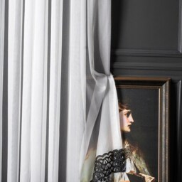 Embroidered Sheer Curtains Black Striped Tulle, Custom Size - thumbnail 2