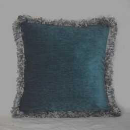 Teal Beige Fringe Chenille Decorative Throw Pillow For Living Room Sofa - thumbnail 2