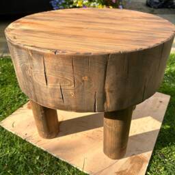 Chunky Log End Table, Handmade Rustic Wood Side Table - thumbnail 3