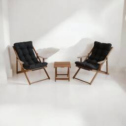 Adjustable Wooden Garden Chair With Armrest, Comfortable Sun Lounger & Outdoor Patio - Balcony Sunbed Deck Recliner Chair - thumbnail 1
