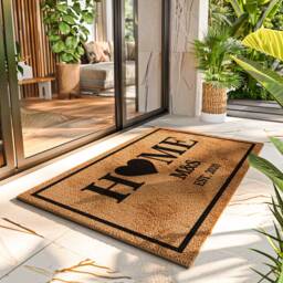 Custom Home With Initials & Est Date Realtor Doormat - Coir Welcome Mat Decor Housewarming Closing - thumbnail 2