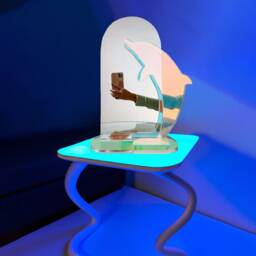 Dolphin Standing Mirror - Iridescent Holographic Desk Mirror, Dolphin Art, Vintage Y2K - thumbnail 3