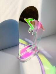 Dolphin Standing Mirror - Iridescent Holographic Desk Mirror, Dolphin Art, Vintage Y2K
