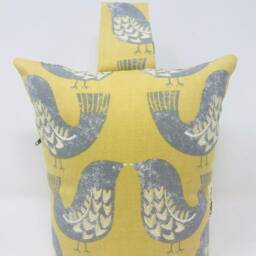 Scandi Mustard Grey Bird Door Stop, Print, Yellow Heavy Cotton Fabric, Gift For Her, Perfect Home Decor - thumbnail 2
