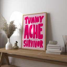 Tummy Ache Survivor Art Print, Playful Dorm Wall Decor - thumbnail 1