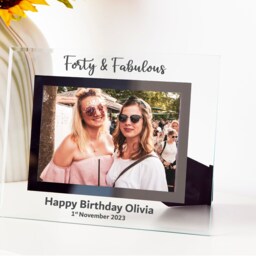 40Th Birthday Gifts, Photo Frame, Personalised 40 & Fabulous Gift, Frame For Friend Her Or Him Clear Black Glass - thumbnail 3