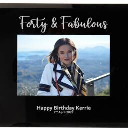 40Th Birthday Gifts, Photo Frame, Personalised 40 & Fabulous Gift, Frame For Friend Her Or Him Clear Black Glass - thumbnail 4