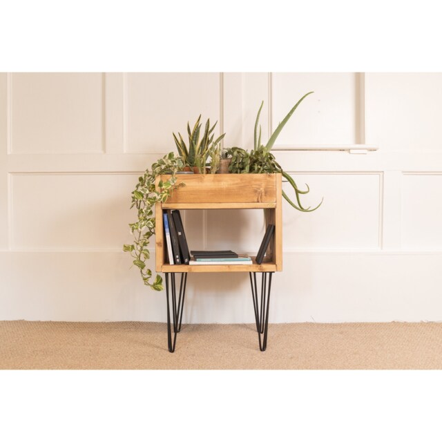 Reclaimed Wood Indoor Planter With Hairpin Legs - Handmade Storage Unit - image 1
