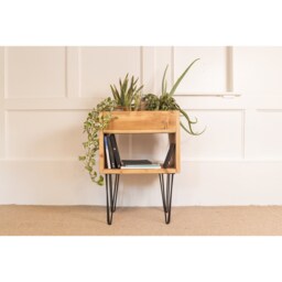 Reclaimed Wood Indoor Planter With Hairpin Legs - Handmade Storage Unit - thumbnail 1
